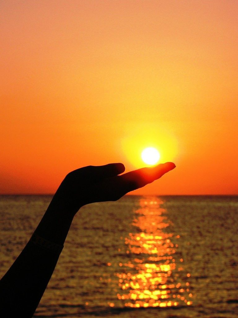 sun, hand, finger